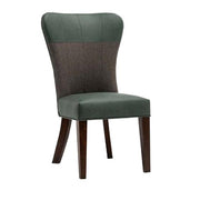 Benzara Two Tone Fabric Upholstered Dining Chair, Set of 2, Green and Gray