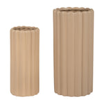 Sagebrook Home 17952-02 Ceramic, Set of 2 10/13?H Ribbed Vases, Irish Cream