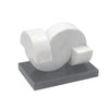 Benzara 8 Inches Abstract Accent Decor with Rectangular Base, White and Black