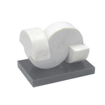 Benzara 8 Inches Abstract Accent Decor with Rectangular Base, White and Black
