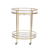 Sagebrook Home 16516 Metal 32" 2-Layered Oval Bar Cart, Gold