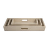 Sagebrook Home 17865 Set of 3 16/20/24" Leather/Wood Diamondweave Trays, Tan