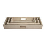 Sagebrook Home 17865 Set of 3 16/20/24" Leather/Wood Diamondweave Trays, Tan