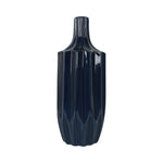 Sagebrook Home 18630-03 Ceramic, 13" Fluted Vase, Navy