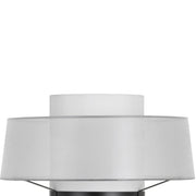 Benzara Tubular Metal Table Lamp with 2 Tier Translucent Shades, Black and White