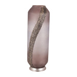 Sagebrook Home 18618-02 Glass, 20" Metallic Detail Vase, Blush