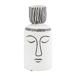 Sagebrook Home 17942 Ceramic, 11" Sleeping Man Flower Vase, White/Black