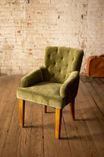 Kalalou NKHU1059 Velvet Arm Chair with Mango Wood Legs - Avocado