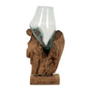Sagebrook Home 18040-01 Glass 13" Vase In Wood Stand, Brown