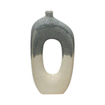 Sagebrook Home 18474-02 Ceramic, 16" Curvy Open Cut-Out Vase, Blue/White