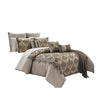Benzara 14 Piece King Polyester Comforter Set with Jacquard Print Design, Bronze