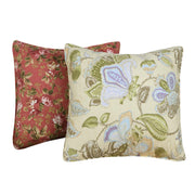 Benzara Five Piece Queen Size Cotton Quilt Set with Sewn Floral Ruffles, Multicolor