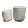 Sagebrook Home 18686 Fluted Set of 2 14/19" Boucle Ottoman, Ivory