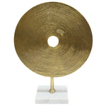 Sagebrook Home 21`` Disc On Marble Base, Gold for Tabletop Decor