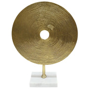 Sagebrook Home 21`` Disc On Marble Base, Gold for Tabletop Decor 