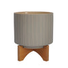 Sagebrook Home 16100-03 10" Stripes Planter with Stand, Tan