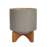 Sagebrook Home 16100-03 10" Stripes Planter with Stand, Tan