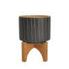 Sagebrook Home 16101-01 5" Stripes Planter with Stand, Gray