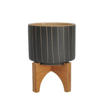 Sagebrook Home 16101-01 5" Stripes Planter with Stand, Gray