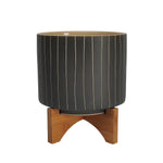 Sagebrook Home 16101-02 8" Stripes Planter with Stand, Gray