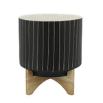 Sagebrook Home 16101-03 10" Stripes Planter with Stand, Gray