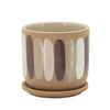Sagebrook Home 16103-02 6" Stripes Planter with Saucer, Tan