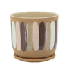 Sagebrook Home 8" Stripes Planter W/ Saucer, Tan