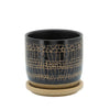 Sagebrook Home 5" Glazed Planter W/ Saucer, Black