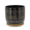 Sagebrook Home 16106-03 8" Glazed Planter with Saucer, Black