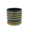 Sagebrook Home 5" Zig-Zag Planter W/ Saucer, Teal