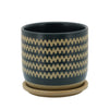Sagebrook Home 6" Zig-Zag Planter W/ Saucer, Teal