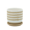 Sagebrook Home 16108-01 5" Zig-Zag Planter with Saucer, White