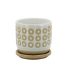 Sagebrook Home 16110-01 5" Circles Planter with Saucer, White