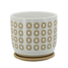 Sagebrook Home 16110-03 8" Circles Planter with Saucer, White
