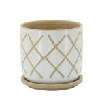 Sagebrook Home 6" Cross Planter W/ Saucer, White