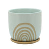 Sagebrook Home 16112-03 8" Arch Planter with Saucer, Mint