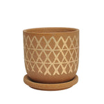 Sagebrook Home 5" Cross Planter W/ Saucer, Tan