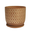Sagebrook Home 16113-03 8" Cross Planter with Saucer, Tan
