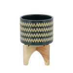 Sagebrook Home 5`` Zig-Zag Planter W/ Stand, Teal