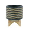 Sagebrook Home 16120-03 10" Zig-Zag Planter with Stand, Teal