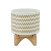 Sagebrook Home 16121-02 8" Zig-Zag Planter with Stand, White