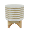 Sagebrook Home 16121-03 10" Zig-Zag Planter with Stand, White