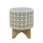 Sagebrook Home 16123-02 8" Circles Planter with Stand, White