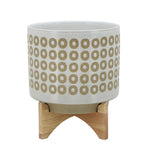 Sagebrook Home 16123-03 10" Circles Planter with Stand, White