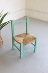 Kalalou A6201 Hand Made Wood with Rush Seat Market Chair, Green