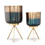 SPI Home 21083 Burnt Finish Planter Holders With Stands Set of 2