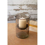Kalalou CV1022A  Mini Smoked Glass Candle Cylinders with Rustic Insert Small
