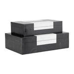 Sagebrook Home 17116 Resin, Set of 2 10/12" H Boxes, Black/White