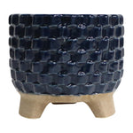 Sagebrook Home 80035-15 6" 13 Oz Ocean Mist Woven Candle, Navy