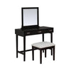 Benzara Wooden Vanity Set with 3 Drawers and Upright Mirror, Black